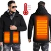 Män Kvinnor Vinter USB Uppvärmning Jacka Mäns Vattentät Reflekterande Hooded Coat Male Warm Parka Bomull Windbreaker Mens Jacket JK138