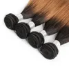 1b 30 mörka blonda buntar med stängning rakt hår Ombre mörka rötter brasilianska remy mänskliga hårförlängningar 4 buntar med 4x4 spetsslutning