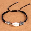 Snäckor Sjöstjärna Turtle Charm Flätade armband Anklet Handvävd Boho Rope Armband Surfer Hawaiian Summer Beach Smycken för män kvinnor