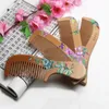 New colored peach comb thickened carved wood comb anti-static massage scalp health portable comb household articles