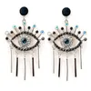 Yeni moda abartılı ünlü marka tasarımcısı Şeytan Göz Küpe Alaşımlı Fringe Diamond Blue Eye Sudg Küpeler215n