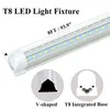 Stock aux États-Unis Tube à LED T8 intégré en forme de V 2 4 5 6 8 pieds Lampe fluorescente à LED 120W 8 pieds 4 rangées Tubes lumineux à LED Éclairage de porte plus frais
