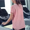 Abbigliamento fitness ampio da donna a maniche corte per sport a maniche corte in estate, maglietta ad asciugatura rapida, camicetta rossa in rete protettiva per yoga