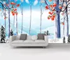 Nórdico pintados à mão bela floresta de neve esquilo TV fundo parede Home Decor Sala Wall Covering Wallpaper