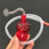 Mini bong de plataforma de óleo de vidro de gato vermelho Beaker borosilicato Tubos de queimador de óleo de água dos desenhos animados bongs de vidro com tigela de óleo de vidro de 10 mm