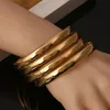 Bracelets de manchette simples ronds en cuivre couleur or, bijoux pour femmes