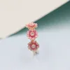 2020 NEW SPRING 100 925 Sterling Silver European Rose Gold Pink Daisy Flower Emamel Trio Ring for Women Jewelry98346153089942