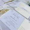 Muhteşem Fildişi Lazer Kesim Düğün Ile Özelleştirilmiş Göbek Bant RSVP Kart, Zarif Kare Çiçekler Parti Davet Ediyor