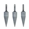 Livraison gratuite Bois de chauffage Machine Outil de forage Bois Alésoir Punch Bit Split Boiserie Cône Outil de perçage Poignée Hacher Bit (3Pcs (Hex Shank + Roun