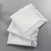 25cm White Lace Thin Handkerchief 100% Cotton Towel Woman Wedding Gift Party Decoration Cloth Napkin DIY Plain Blank Handkerchief DBC BH2669