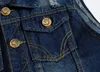 Coton Jeans Veste Sans Manches Gilet Hommes Grande Taille 5XL Bleu Foncé Denim Jeans Gilet Mâle Cowboy Extérieur Gilet Hommes Vestes