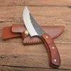 Özel Teklif Yeni Survival Düz Avcılık Mutfak Bıçağı Yüksek Karbonlu Çelik Bıçak Tam Tang Gülağacı Kolu Deri Kılıf