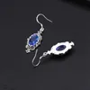 Acid Blue Rhinestone Designer Earrings Silver Long Drop Earring For Women Vintage Bridal Jewelry Wedding Birthday Gift For Friend