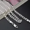 Fashion-Silver Plated 4mm Chain 16-24 cali DHL Bezpłatne Silver Biżuteria Kobiety Mężczyźni Styl Długi Naszyjnik Fit Wisiorek Biżuteria Boże Narodzenie prezent