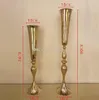 Nowy Royal Gold Silver Wysoki Duży Kwiat Wazon Wąska Tabela Centerspectes Decor Party Road Lead Flower Holder Metal Flower Rack Do DIY Event