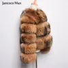 2019 New Women Real Racoon Fur Coat Winter Winter Warm Warm Natural Fur Jacket أعلى جودة ملابس خارجية سيدة S7373