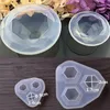 4pc diamant transparent torkad blomma dekorativa UV-harts flytande silikonformar för att göra smycken handcraft hängande verktyg