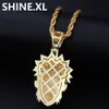 Nouveau collier pendentif Ninja Naruto glacé en pierre CZ en laiton plaqué deux tons collier à breloques pour hommes femmes bijoux de fête Bling