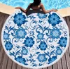 Tassel Beach полотенце цветок напечатаны круглые пляжные коврики полиэстер столовая ткань цветочные женщины девушки шаль йога коврик 8 дизайнов DW5171