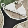 6 Colors Sexy Bikini Set Solid Color Swimsuit Women French Triangle Low-waist Swimwear Female Lace-up Back Fashion Swimming Suit