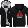 Homens de inverno Casual Mitsubishi Moletom Fleece Zipper Hoodies Casaco Homem Novos Jackets V191105