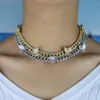 10 mm helado bling cz Miami Cuban Link Chain Butterfly Charker Collar Hip Hop Women Jewelry3905477