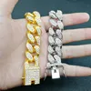 Hip Hop Bling Iced Out Cuban Zirconia 20mm Miami Cuban Link Bracelets Homme For Male's Hip Hop Street Bracelets Jewelry