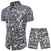 Модные мужские летние дизайнерские костюмы, пляжные праздничные рубашки, шорты, комплекты одежды, спортивные костюмы из 2 предметов с цветочным принтом269S