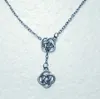 Ciondolo con nodo intrecciato irlandese doppio vichingo in argento vintage Collana con lariat a croce regolabile per regalo di gioielli da donna 869