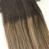 Tejp i hårförlängningar Human hårstrån ombre balayage 40st 100g mörkaste bruna till medelstora tejp på hår1488186