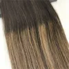 Nastro nelle estensioni dei capelli Capelli umani Ombre Balayage 40 pezzi 100 g Nastri da marrone più scuro a medio estensione sui capelli6958106