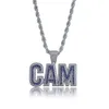 18K Goud en wit Vergulde CZ Cubic Zirkonia Initial Cam Pendant Collier Hip Hop Rapper Sieraden Geschenken voor Mannen Vrouwen Groothandel