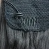 Clebrity Ponytail Hairstyle 높은 매끄러운 포니 테일 헤어 확장 어린 소녀 패션 인간의 포니 테일 120g에서 짧은 클립 자연 블랙 1B