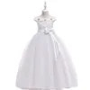 Image réelle robe de soirée de fille de fleur 2019 Scoop Cap manches Corset jupe bouffante longues filles Pageant robes première communion porter de Noël