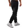 Mäns Jeans Tide Berömda män Vintage Pläterad Stitching Bomull Skinny Drawstring Mens Slim Hip-Hop Motorcycle Street Denim Biker Jeans1