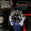 Relógio masculino de alta qualidade GMTII116710BLNR-78200 cerâmica moldura de duas cores 40mm mostrador pulseira de borracha azul movimento automático frete grátis