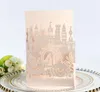 Laser Cut Wedding Invitations Customized Flowers Lovers Gates Carriage Folded Wedding Invitation Cards With Envelopes BW-HK156