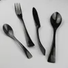 JANKNG 4 Pcs / Lot Noir Vaisselle En Acier Inoxydable Polissage Couverts Set Cuisine Vaisselle Fourchette Couteau À Steak Cuillère À Thé Dîner Set C18112701