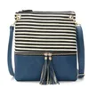 Women Stripe Tassel Handbags Girl Cross-Body Handbag PU Stitching Contrast Color Bag Single Shoulder Bags Elegant Shoulder Purse D25