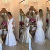 2019 novos vestidos de renda vermelha formal vestidos de noite desgaste de mangas compridas pérolas sereia elegante árabe steven khalil festa de pré-festa especial ocasião vestidos