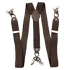 Leather Alloy 6 Clips YBack Elastic Suspenders for Male Vintage Casual Commercial Wsternstyle TrousersWine Red9706568