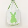 Bolsas de conejito de Pascua Cesta de conejo de Pascua Conejo creativo Impreso Bolsa de asas de lona Canastas de dulces de huevo 8 colores 08 100