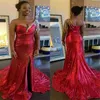 Elegant One Shoulder Sequined Mermaid Prom Dresses Formal Dress with Sweep Train and Split Custom Made Evening Gown