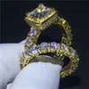 Choucong handgemaakte vintage ring diamant geel goud gevuld 925 zilveren engagement trouwband ringen set voor dames bijoux