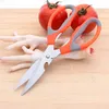 Rubber handle multifunctional kitchen scissors household powerful chicken bone scissors food barbecue stainless steel scissors