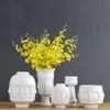 ノルディックミニマリストセラミック抽象的な花瓶ホワイト人間の顔花瓶展示部屋の装飾的なフィギュアヘッド形状花瓶の花の飾り