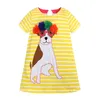 여름 여자 줄무늬 드레스 인쇄 면화 아기 공주 어린이 스트레이트 드레스 옷 짧은 소매 드레스 m4165