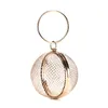 Factory direct whole handmade ball shape evening bag metal net clutch for banquet party prom195d