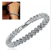 18K White Gold Plated Shiny Zirconia Rhinestone Crystal Bracelet for Women Wedding Jewelry Bangles Cheap Wholesale Price
