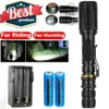 Super Bright 80000LM Latarka Tactical Akumulator Modegradowany T6 LED Zoomable 5 Tryby SOS + 2x 18650 Bateria + ładowarka